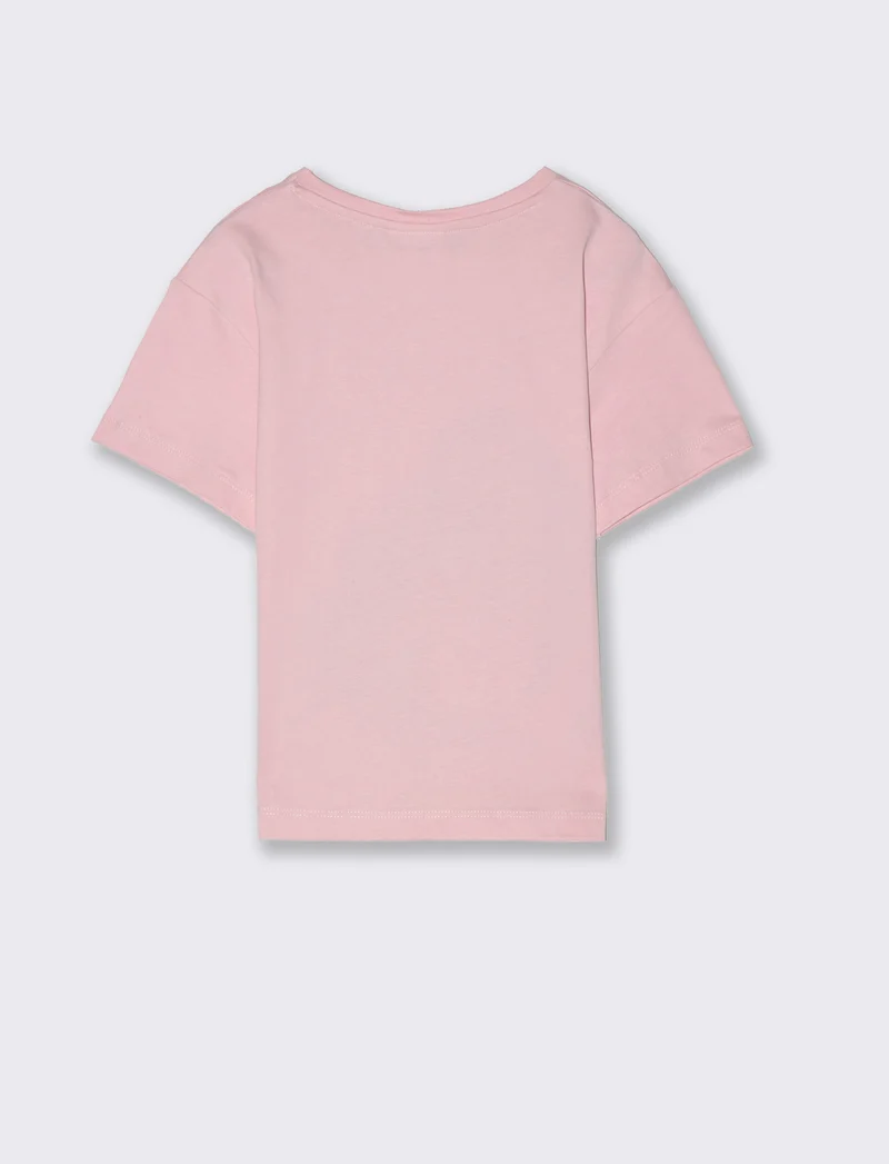 T-shirt colorata con stampa Oceania da bambina - Rosa