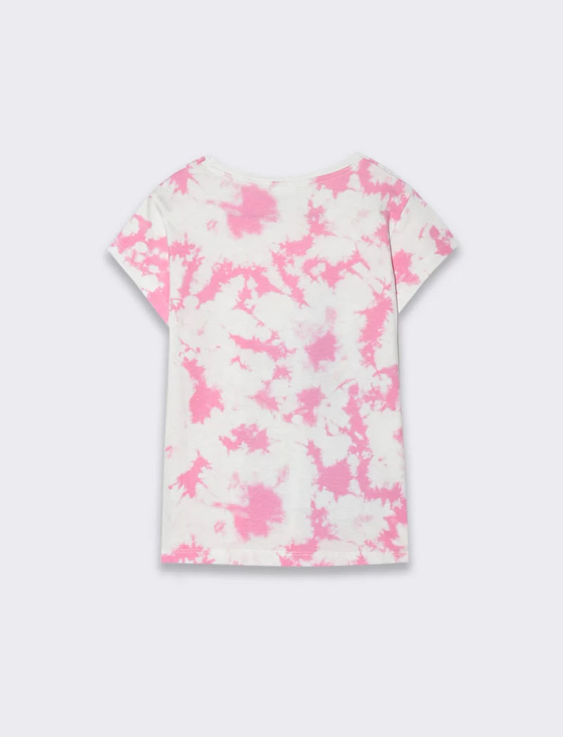 T-shirt stampata tye-dye con stampa Stitch da bambina - Fantasia