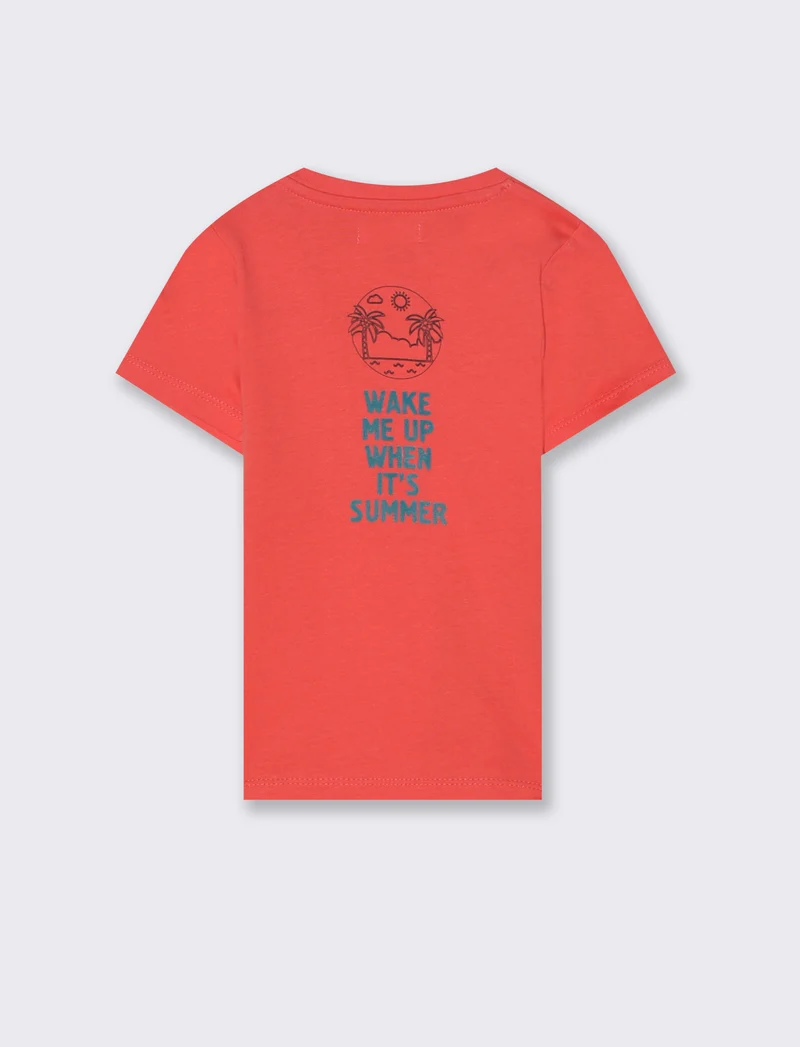 T-shirt all over con stampa piazzata da neonato - Corallo