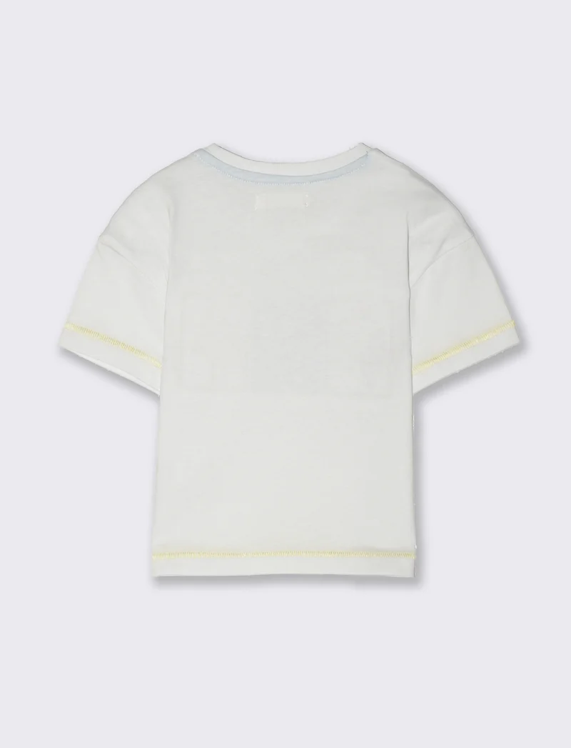 T-shirt girocollo con stampa sfumata da neonato - Bianco