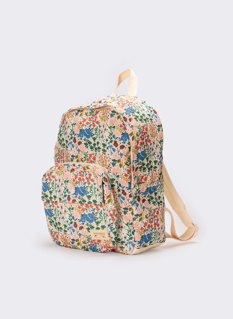 Zaino donna stampa fiori in nylon - Blu
