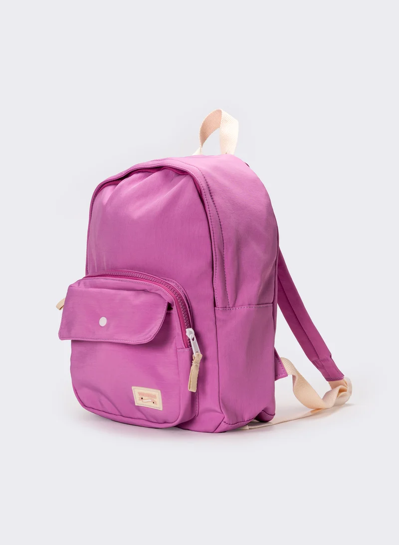 Zaino donna stampa fiori in nylon - Fuxia