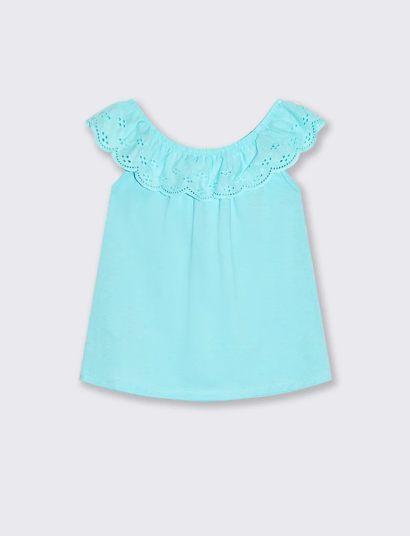 T-shirt estiva da bambina con stampa colorata - Verde acqua