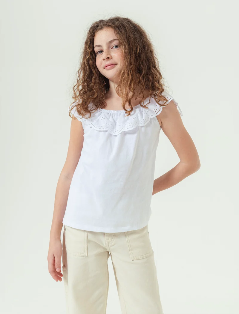 T-shirt estiva da bambina con stampa colorata - Bianco