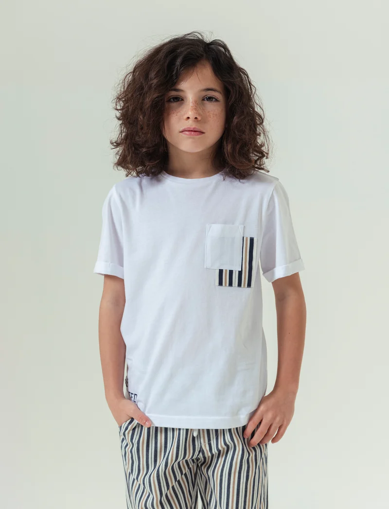 T shirt con risvolto da bambino - Bianco sporco