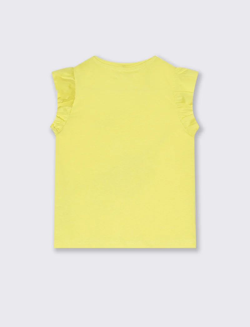 T-shirt estiva da bambina con stampa colorata - Giallo