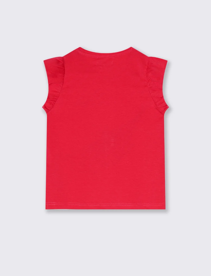 T-shirt estiva da bambina con stampa colorata - Fuxia