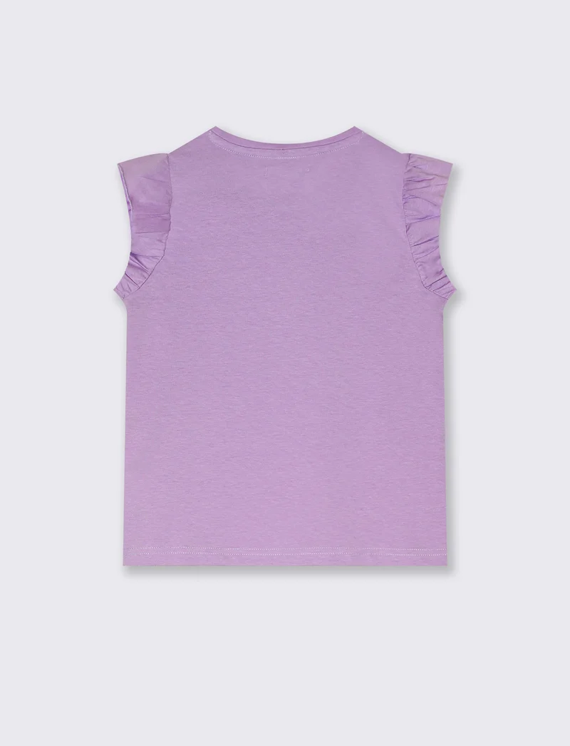 T-shirt estiva da bambina con stampa colorata - Lilla