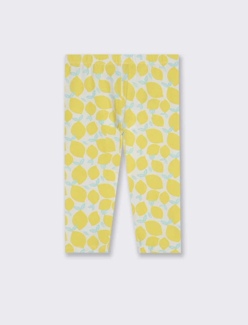 Leggings in cotone vestibilità 3/4 da bambina - Giallo