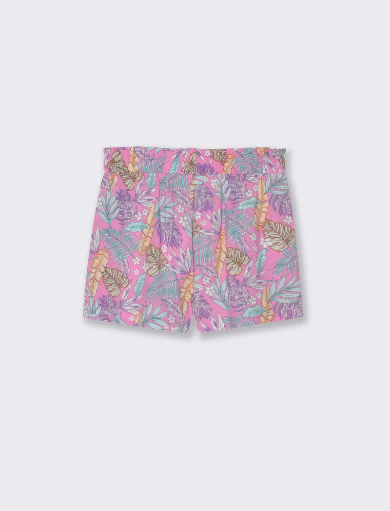 Short in viscosa stampata con fiocco da bambina - Fantasia