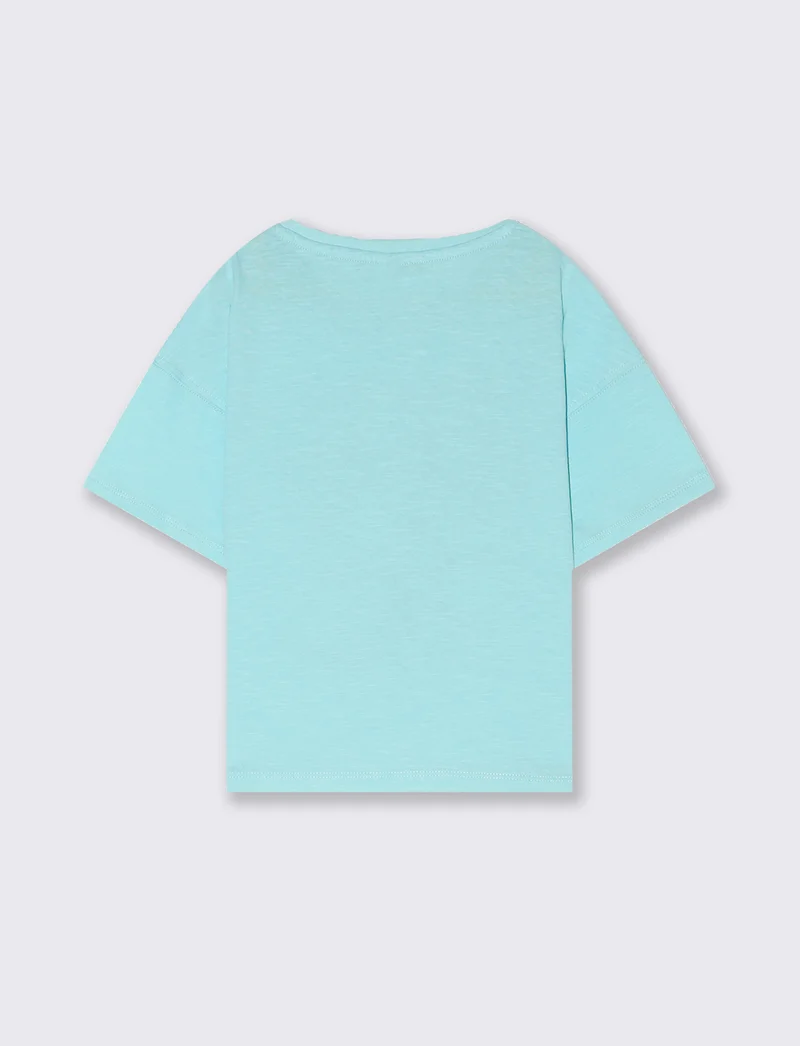 T-shirt mezza manica paillettes. da bambina - Verde acqua