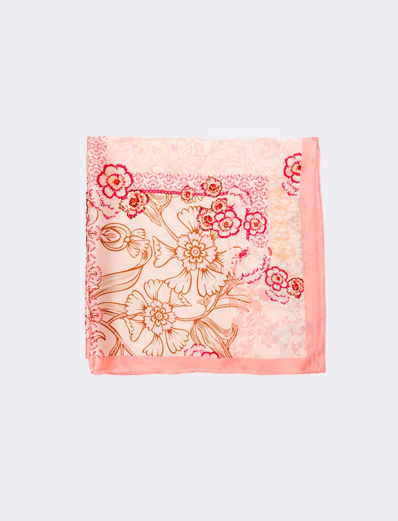 Foulard donna fantasie assortite fiori 70x70cm - Rosa