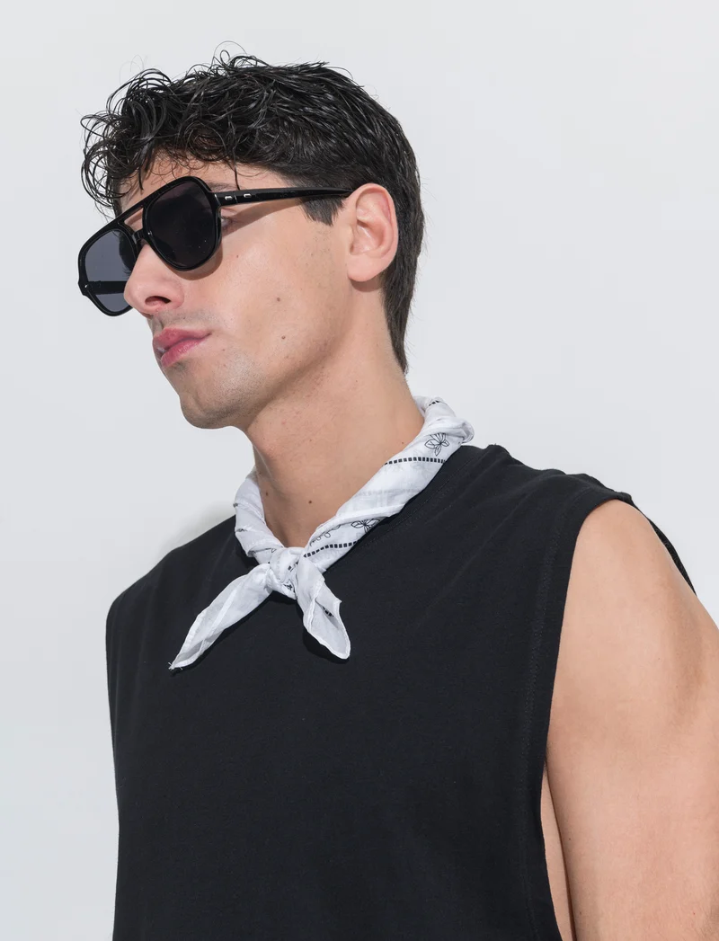 Foulard uomo 50x50cm 100% cotone bandana - Bianco sporco