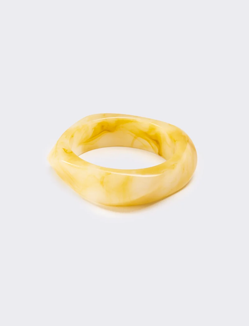 Bracciale donna rigido effetto resina - Bianco sporco