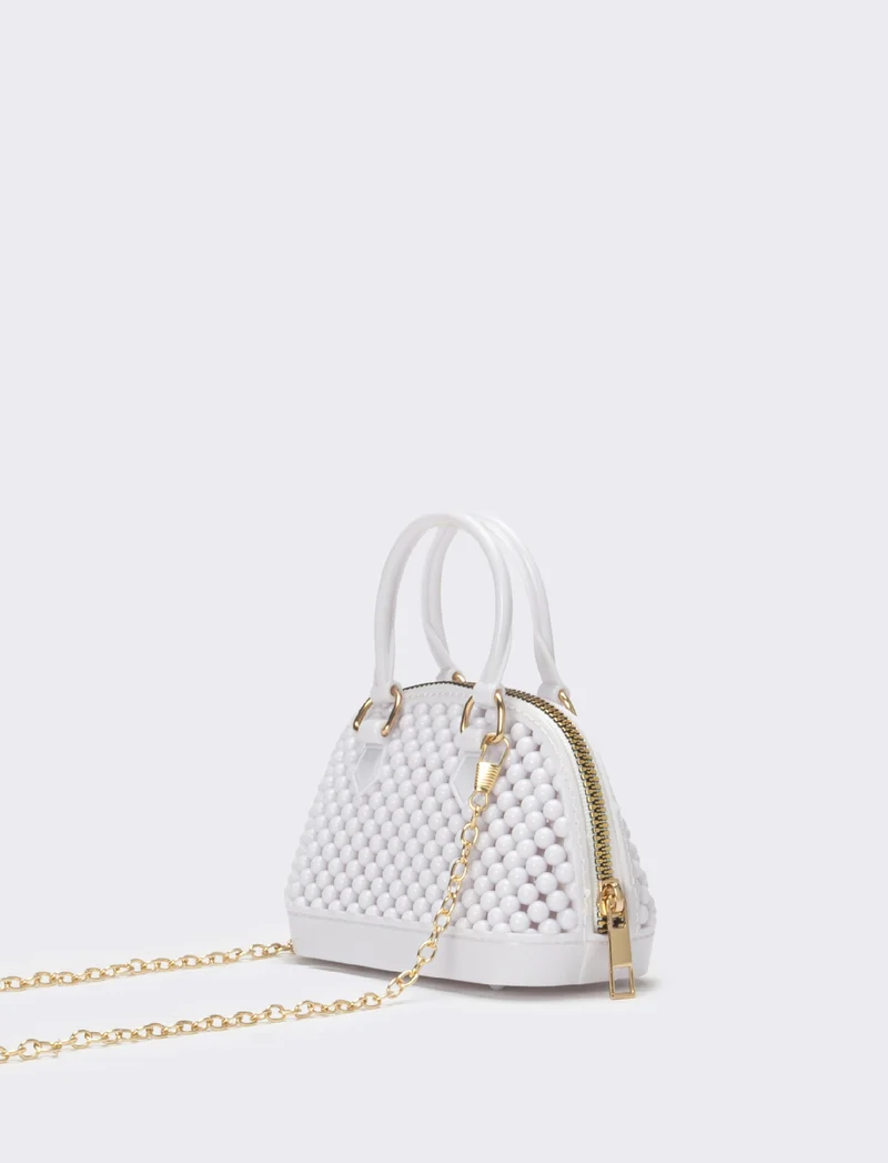 Bauletto bambina con bolle in pvc - Bianco