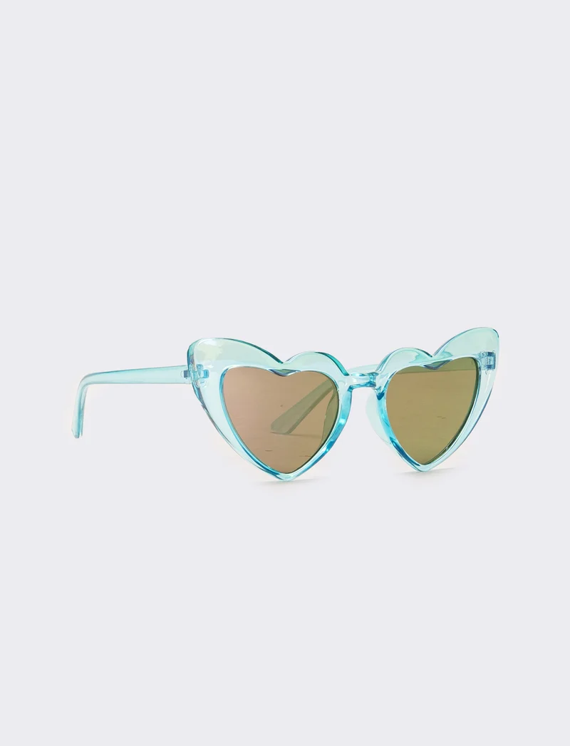 Occhiali bambina a forma di cuore con lente a specchio - Turchese