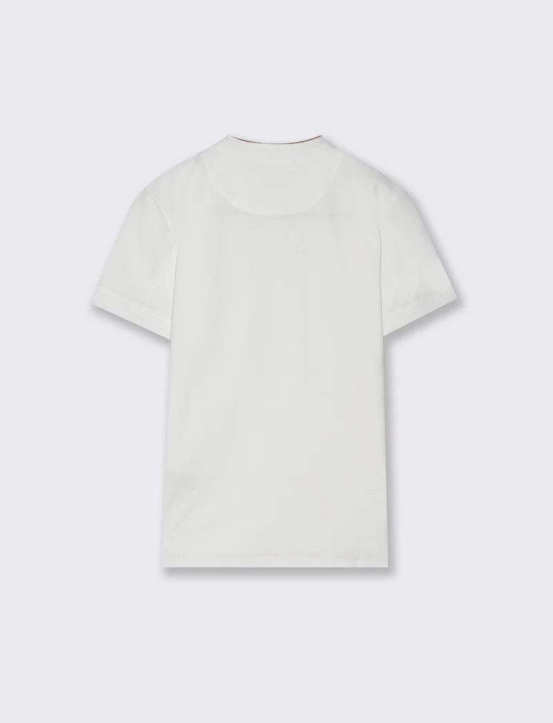 T-shirt con dettagli in misto lino da bambino - Bianco latte