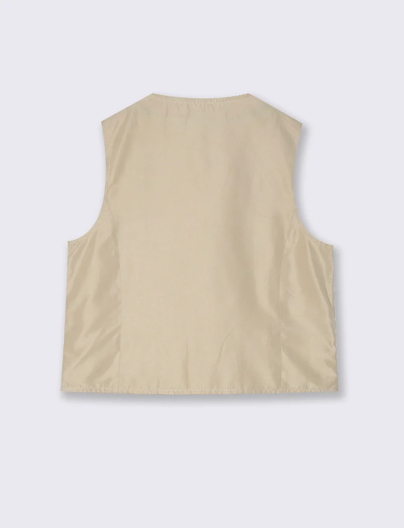 Gilet in maglia beige da bambino - Sabbia