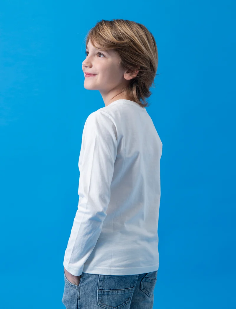 T-shirt in jersey con stampa frontale da bambino - Bianco latte