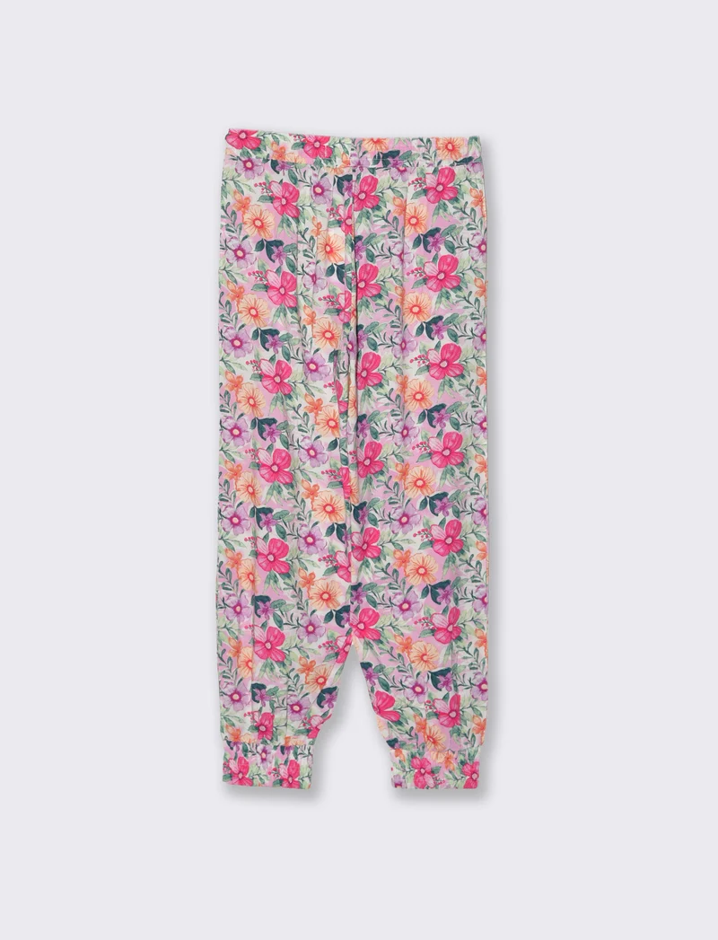 Pantaloni morbidi con laccio in vita da bambina - Rosa