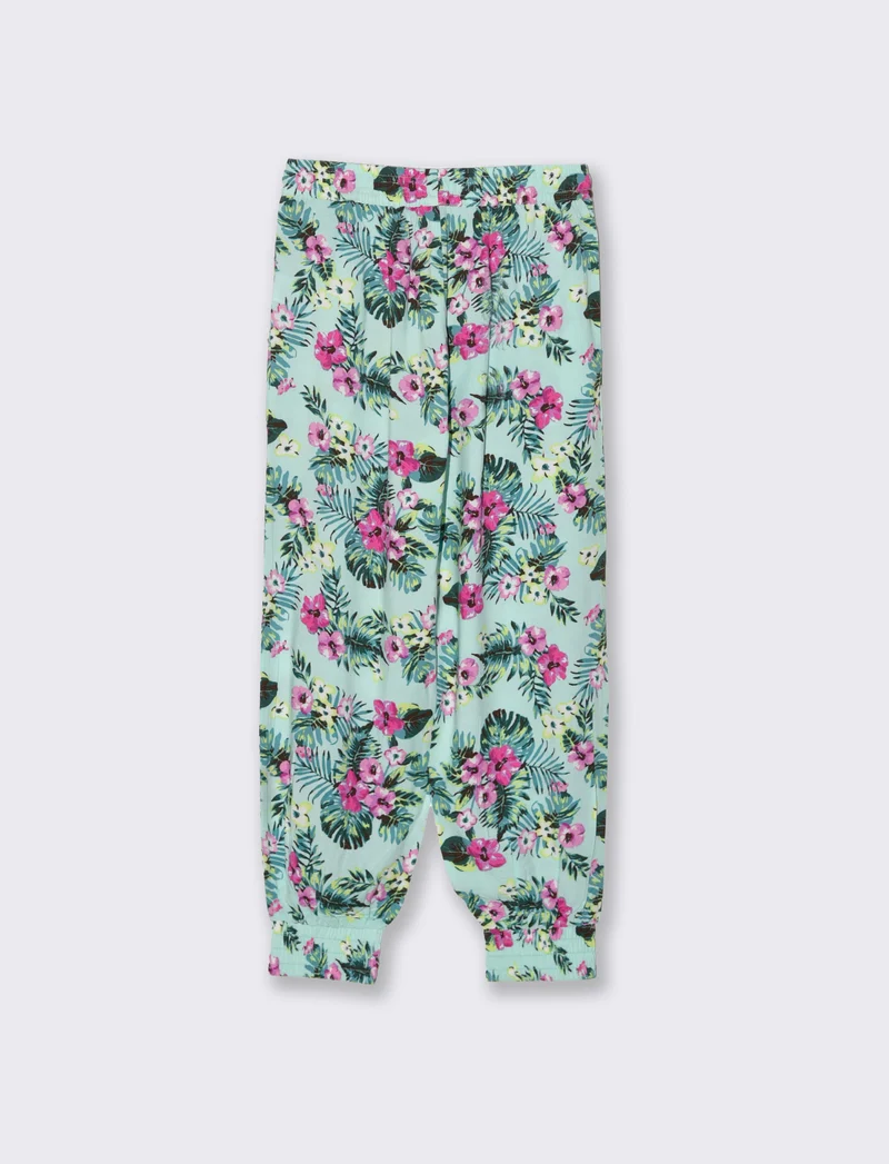 Pantaloni morbidi con laccio in vita da bambina - Verde acqua