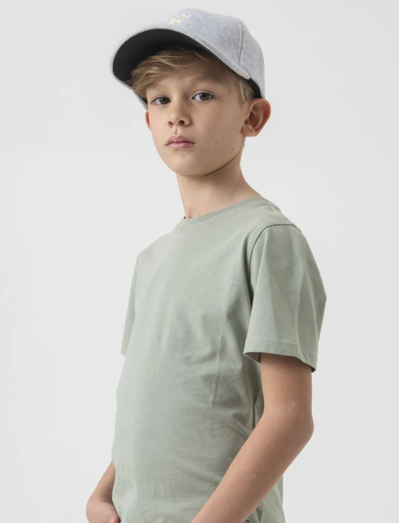 T-shirt basica mezza manica da bambino - Verde salvia