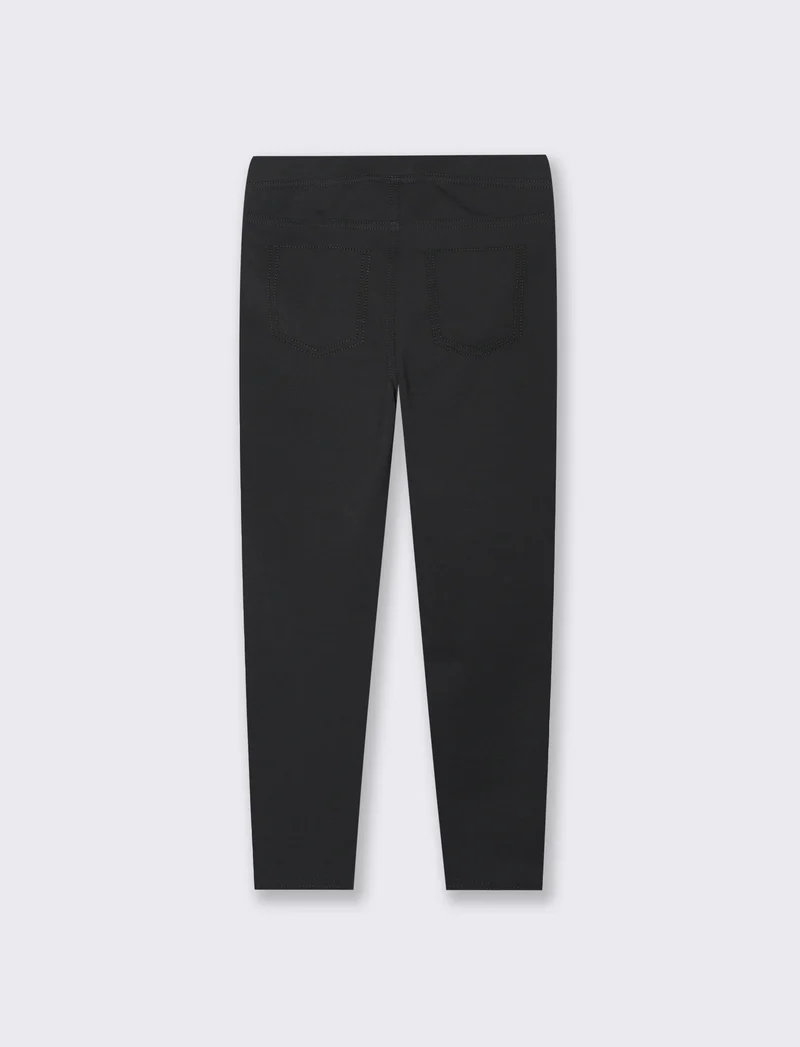 Leggings effetto denim in jersey jaquard da bambina - Nero