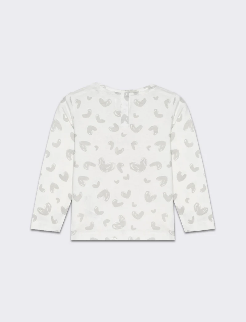 T-shirt all over con stampa da neonata - Bianco latte