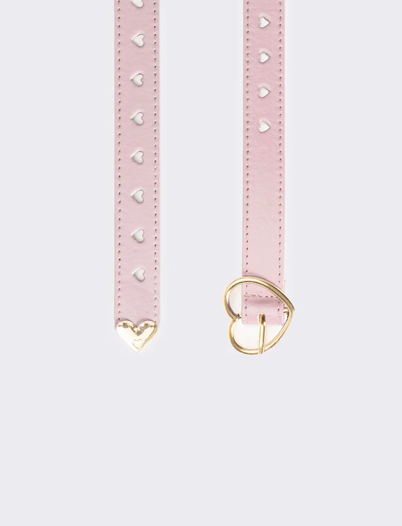 Cintura bambina con fibbia cuore e puntale - Rosa