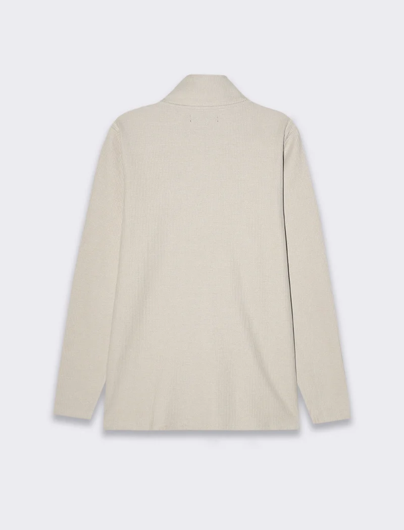 Maglia mezzo collo zip struttura waffel da uomo - Verde kaki