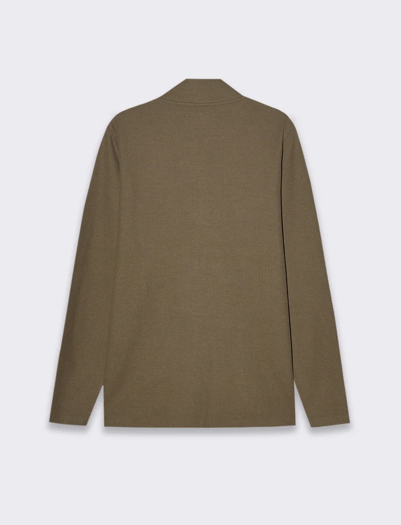 Maglia mezzo collo zip struttura waffel da uomo - Grigio ghiaccio