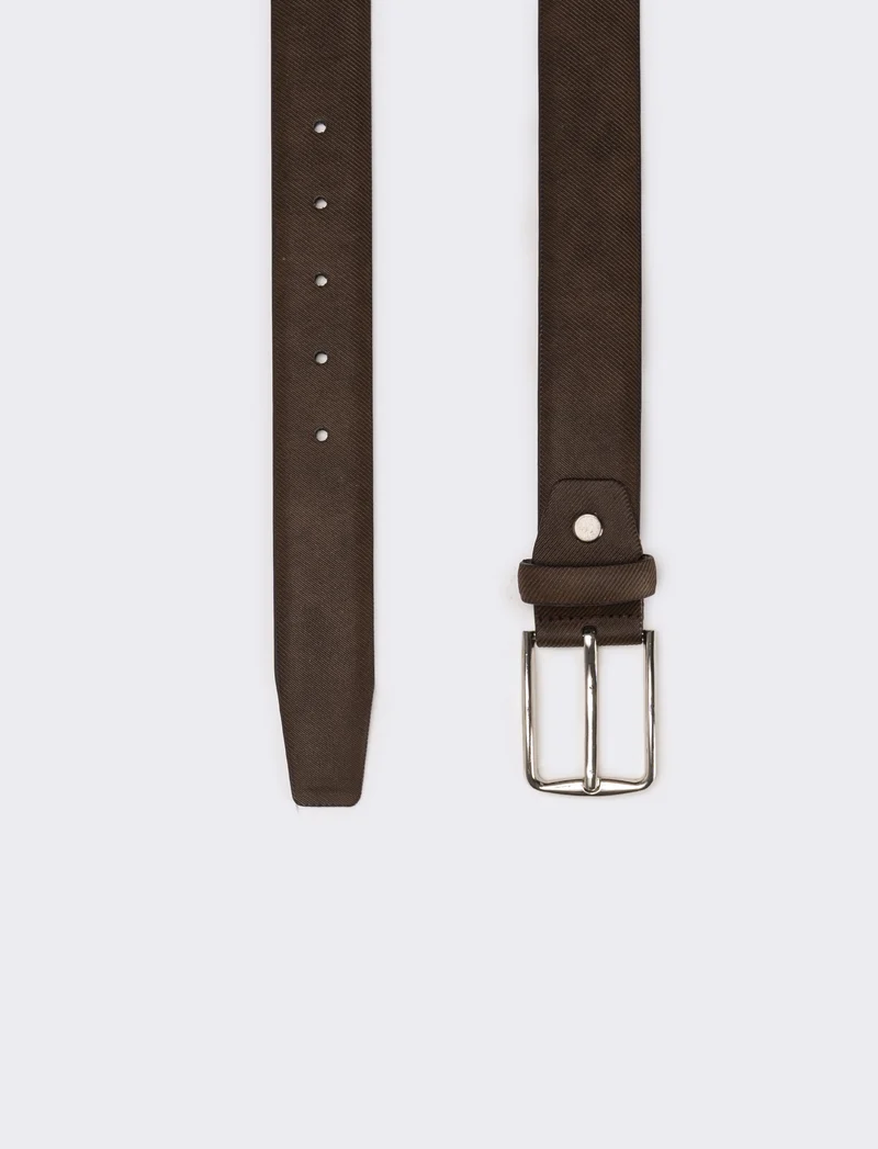 Cintura uomo tessuto mat fibbia cm 3,5 - Marrone