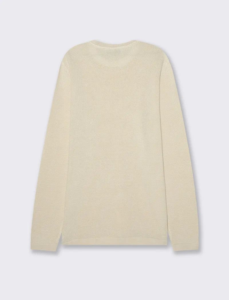 Maglia girocollo lavorazione ad intarsio da uomo - Beige ecru