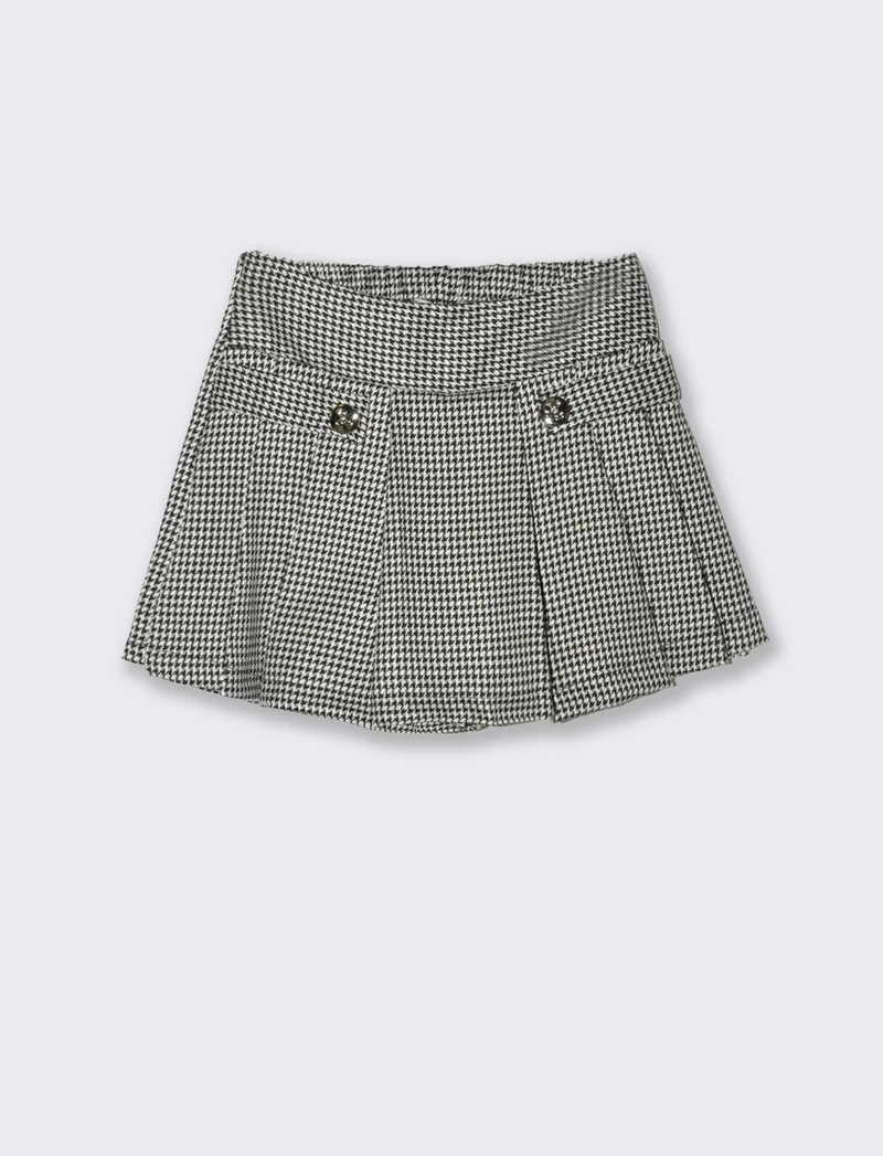 Short finta gonna in pied de poul. - Fantasia