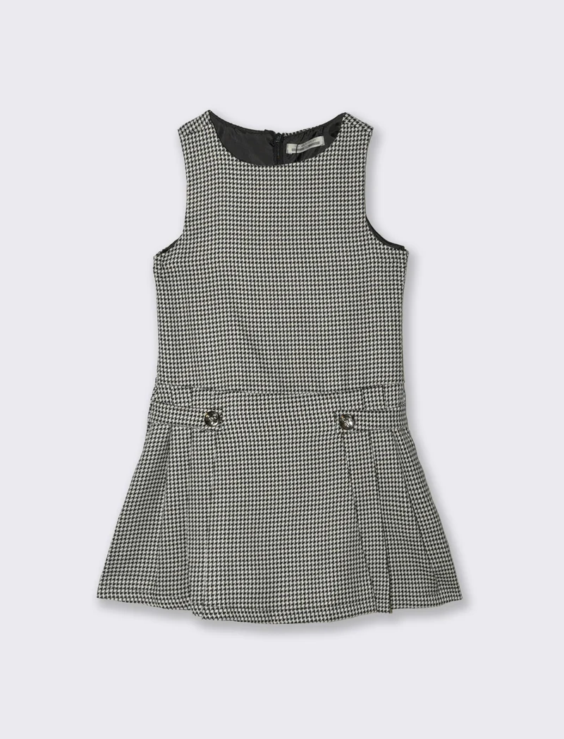 Abito smanicato elegante in pied de poule. - Fantasia