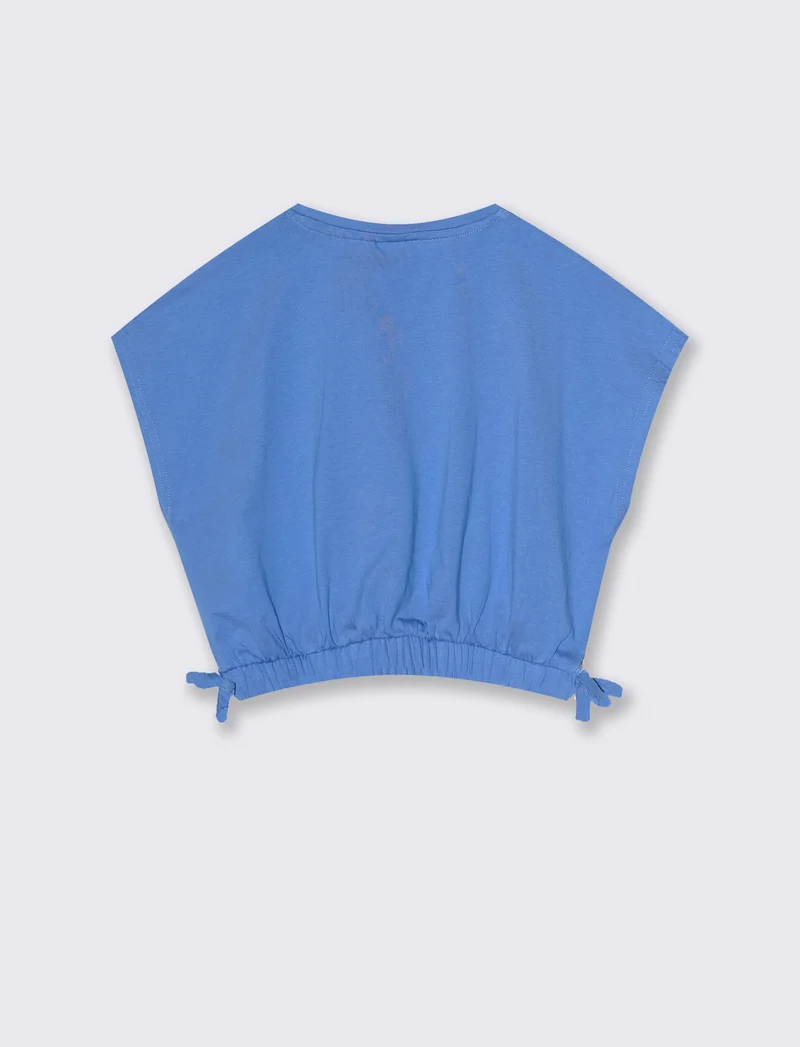 T-shirt estiva bambina con rouches - Azzurro cielo