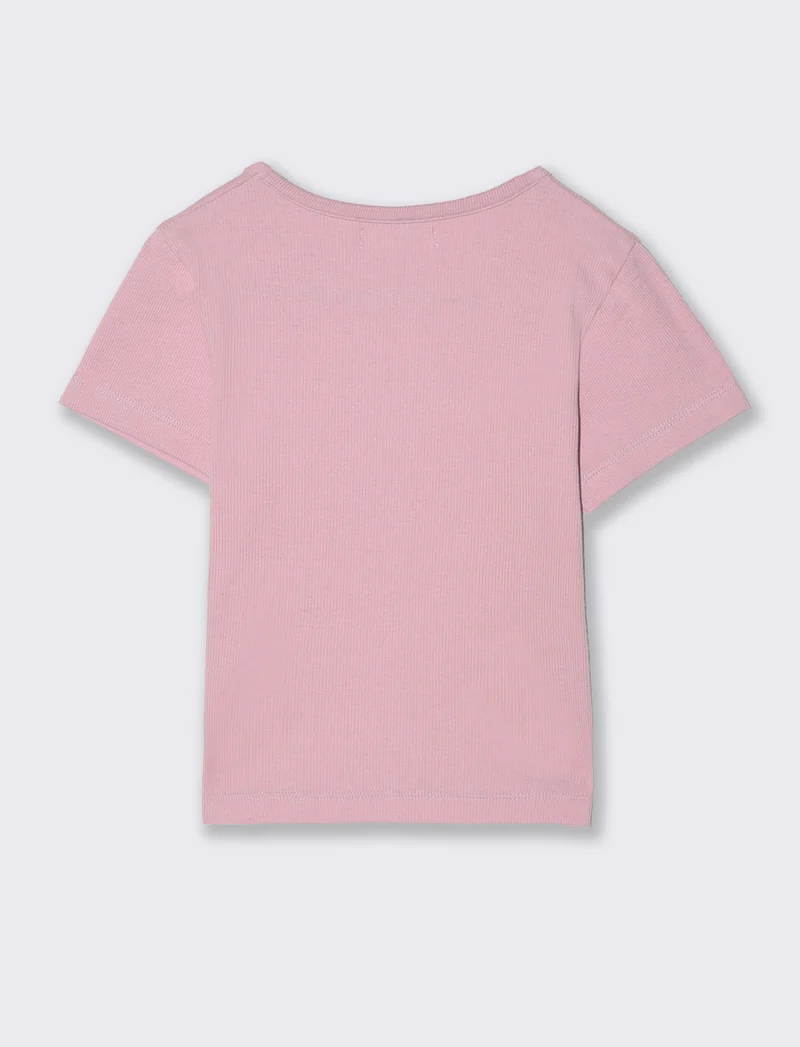 T-shirt mezza manica in costina bambina - Rosa