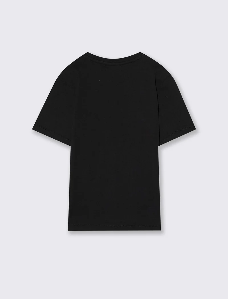 T-shirt estiva in jersey di cotone con stampa - Nero