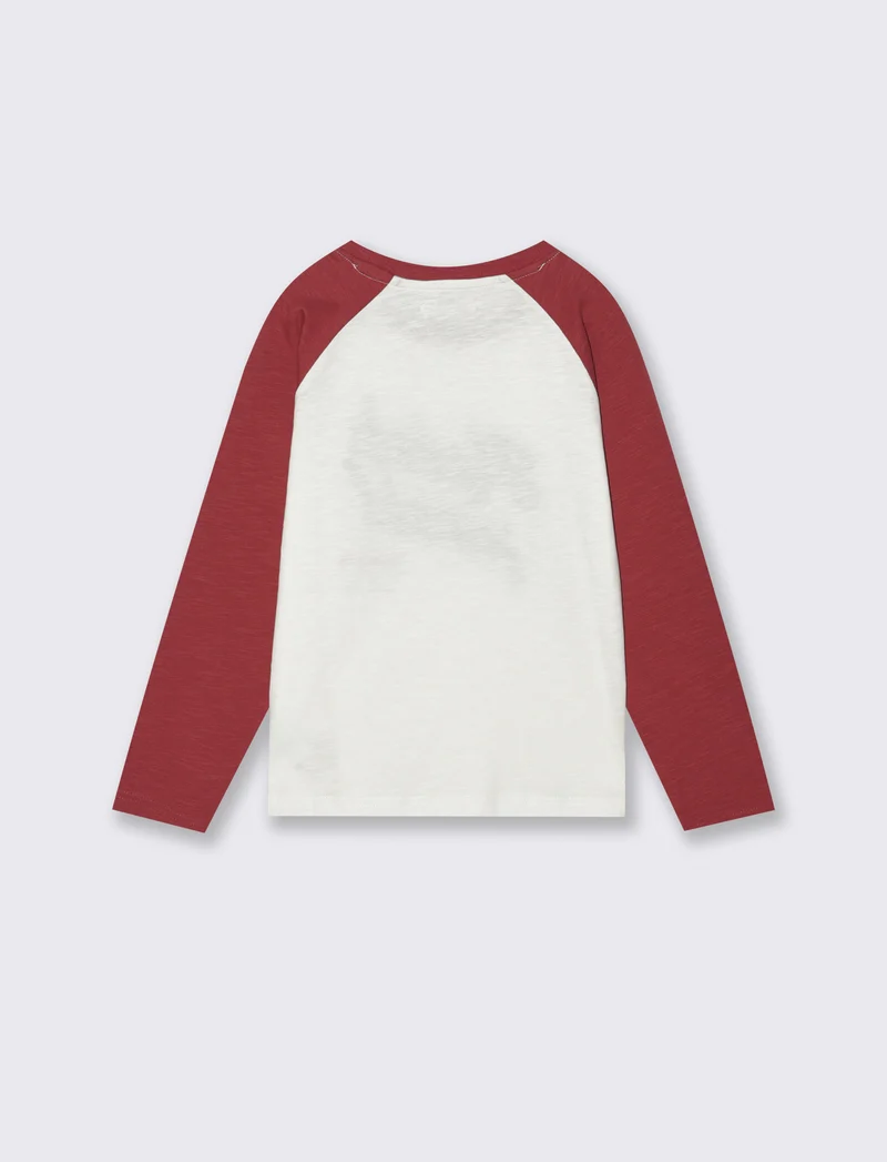 T-shirt varsity in jersey con stampa college - Bianco latte