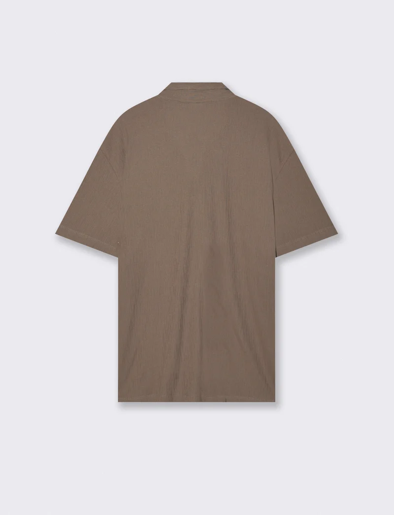Polo Derby Effetto Maglia a Costine - Grigio fango