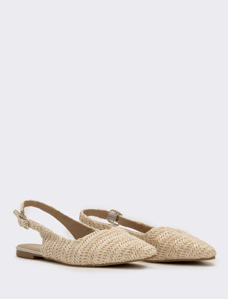 Ballerina beige effetto paglia intrecciata - Beige