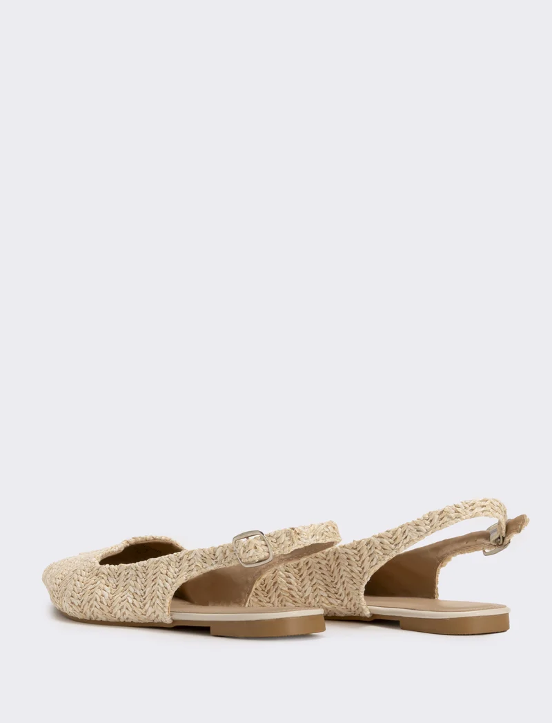 Ballerina beige effetto paglia intrecciata - Beige