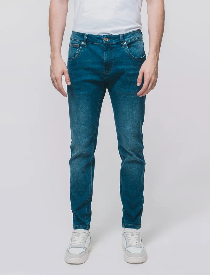 Jeans skinny fit blu scuro effetto slavato - DENIM SCURO