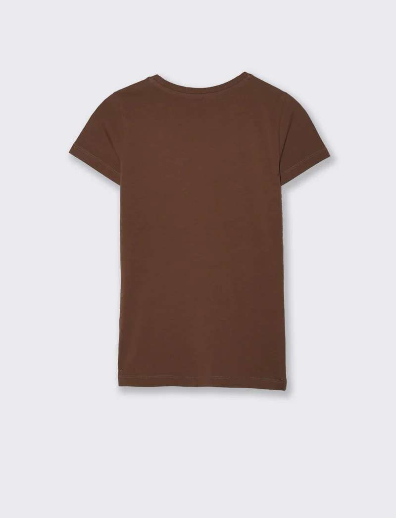 T-Shirt Basica Manica Corta Skinny - Marrone cioccolato