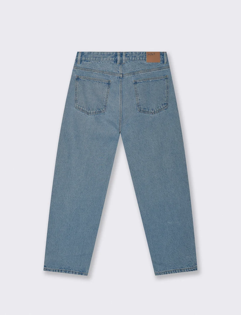 Jeans Baggy Fit Blu Medio Effetto Slavato - Denim