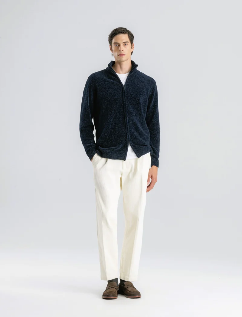 PANTALONI CHINO IN VELLUTO STRAIGHT FIT - Bianco