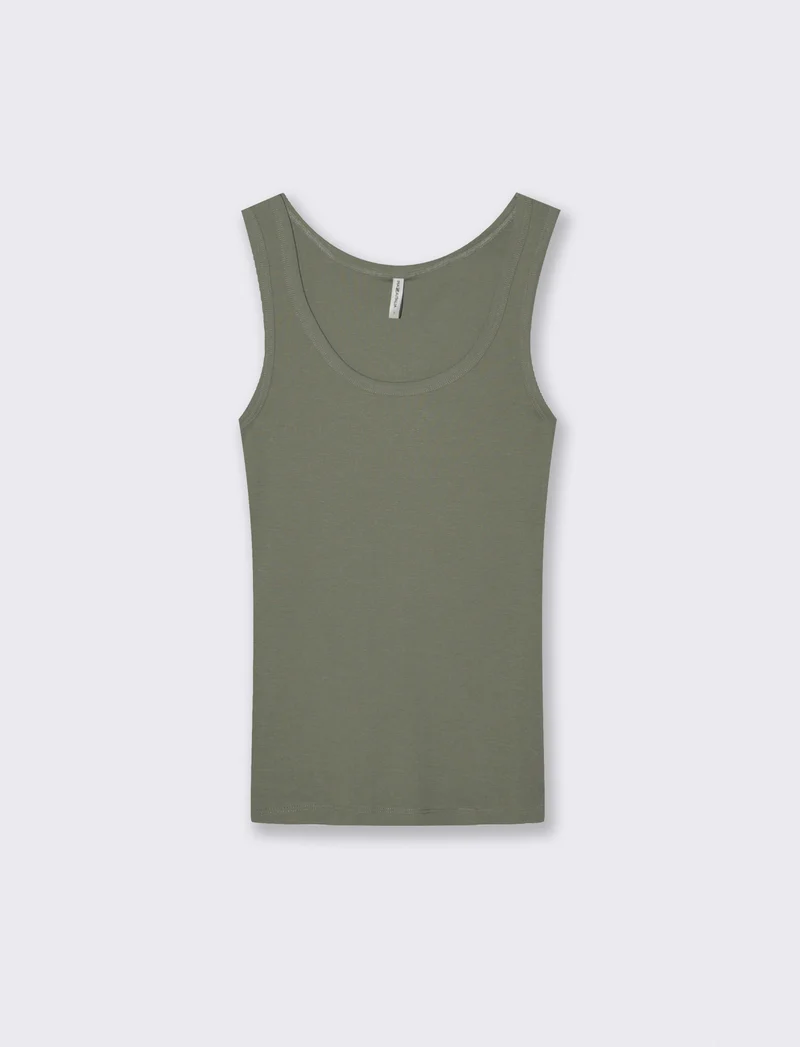 Canottiera Basica Scollo Madonna Skinny - Verde salvia