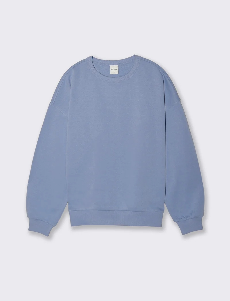 Felpa manica lunga con stamoa - Denim