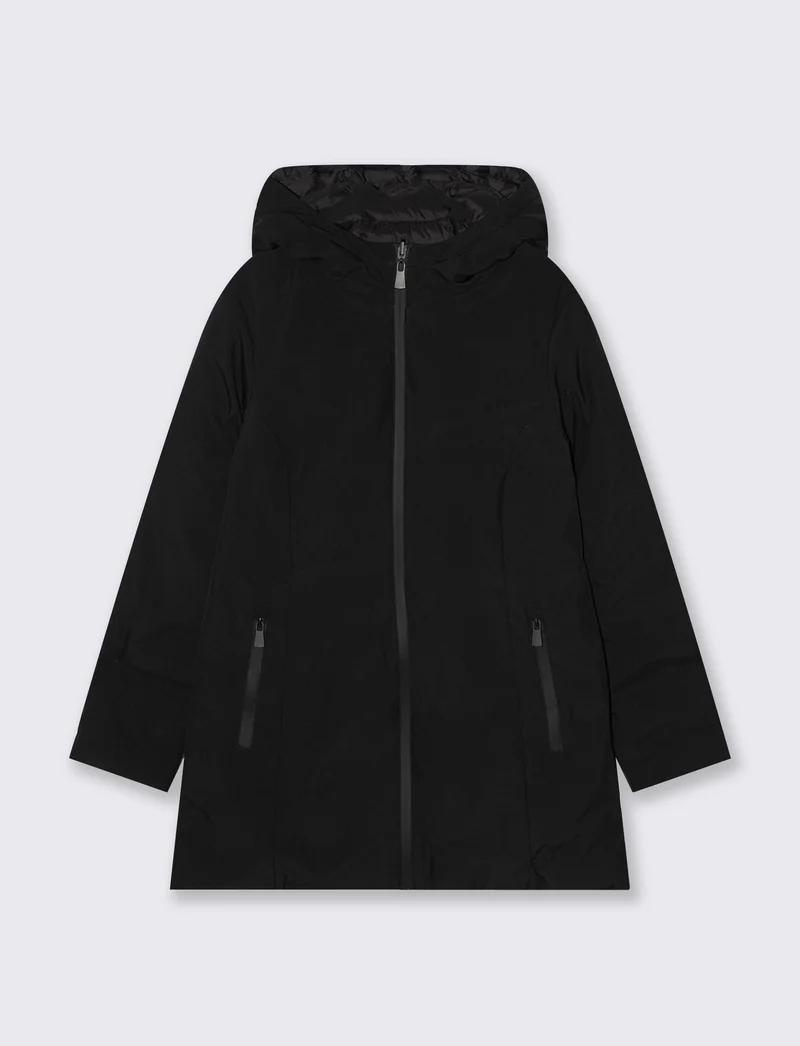 GIUBBOTTO DOUBLEFACE IMBOTTITO LUNGO - Nero