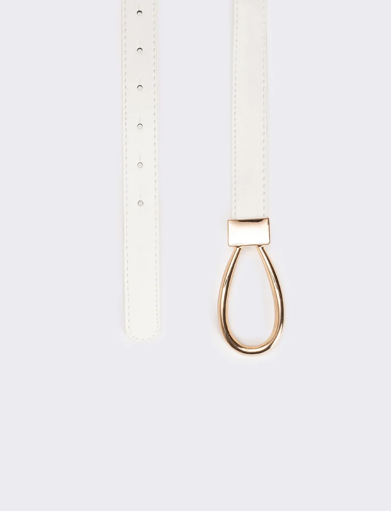 Cintura donna con fibbia goccia - Bianco